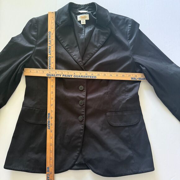 VTG Talbots Black Stretch Blazer Button Front Lined Cotton Blend Classic Fit 12 - Picture 5 of 7